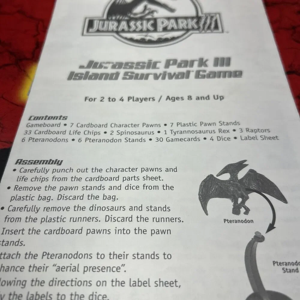 JURASSIC PARK III 3 Island‎ Survival Board Game (98% Complete) Vintage